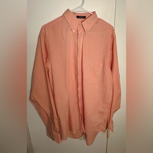 Chaps Men's Shirt Regular-Fit Wrinkle-Free Long Sleeve Button Down Orange Large